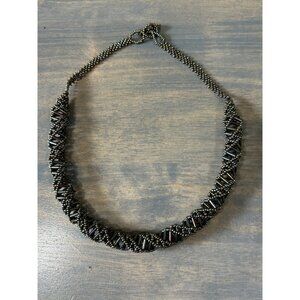 DNA Spiral Beaded Necklace Metallic Iridescent